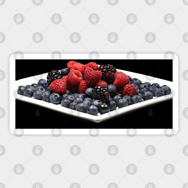 Berries on a plate Sticker by ikshvaku